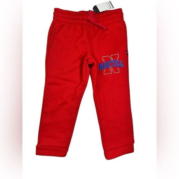 NWT Nautica Toddler Unisex Red Jogger Sweatpants - Size 4T - Picture 1 of 7